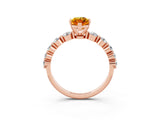 Rose gold Marquise Cut Solitaire Citrine Ring with Pave Band and Four-Prong Setting_3