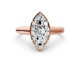 Rose gold Marquise Cut Solitaire Diamond Engagement Ring with Four-Prong Setting and Tapered Band_3
