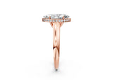 Rose gold Marquise Cut Solitaire Diamond Engagement Ring with Four-Prong Setting and Tapered Band_5