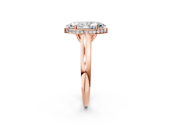 Rose gold Marquise Cut Solitaire Diamond Engagement Ring with Four-Prong Setting and Tapered Band