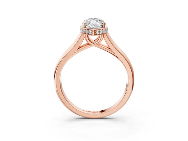 Rose gold Marquise Cut Solitaire Diamond Engagement Ring with Four-Prong Setting and Tapered Band