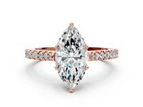 Rose gold Marquise Cut Solitaire Diamond Engagement Ring with Pave Band and Four-Prong Setting_164