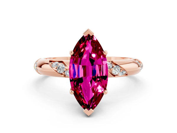 Rose gold Marquise Cut Garnet Solitaire Engagement Ring with Twisted Round  Accent Band and Prong Setting