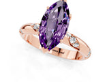 Rose gold Marquise Cut Solitaire Diamond Engagement Ring with Twisted Pave Band and Four-Prong Setting_1