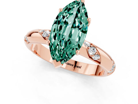 Rose gold Marquise Cut Solitaire Diamond Engagement Ring with Twisted Pave Band and Four-Prong Setting_1