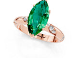 Rose gold Marquise Cut Solitaire Diamond Engagement Ring with Twisted Pave Band and Four-Prong Setting_1