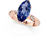 Rose gold Marquise Cut Solitaire Diamond Engagement Ring with Twisted Pave Band and Four-Prong Setting_1