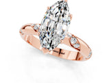 Rose gold Marquise Cut Solitaire Diamond Engagement Ring with Twisted Pave Band and Four-Prong Setting_1