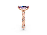 Rose gold Marquise Cut Solitaire Diamond Engagement Ring with Twisted Pave Band and Four-Prong Setting_2
