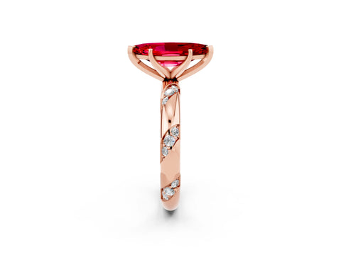 Rose gold Marquise Cut Solitaire Diamond Engagement Ring with Twisted Pave Band and Four-Prong Setting_2