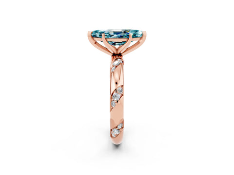 Rose gold Marquise Cut Solitaire Diamond Engagement Ring with Twisted Pave Band and Four-Prong Setting_2
