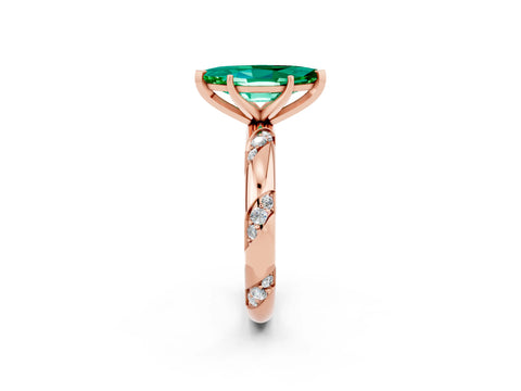 Rose gold Marquise Cut Solitaire Diamond Engagement Ring with Twisted Pave Band and Four-Prong Setting_2