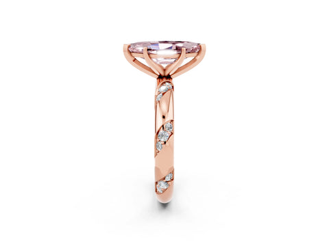 Rose gold Marquise Cut Solitaire Diamond Engagement Ring with Twisted Pave Band and Four-Prong Setting_2