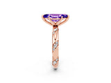 Rose gold Marquise Cut Solitaire Diamond Engagement Ring with Twisted Pave Band and Four-Prong Setting_2