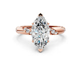 Rose gold Marquise Cut Solitaire Diamond Engagement Ring with Twisted Pave Band and Four-Prong Setting_3