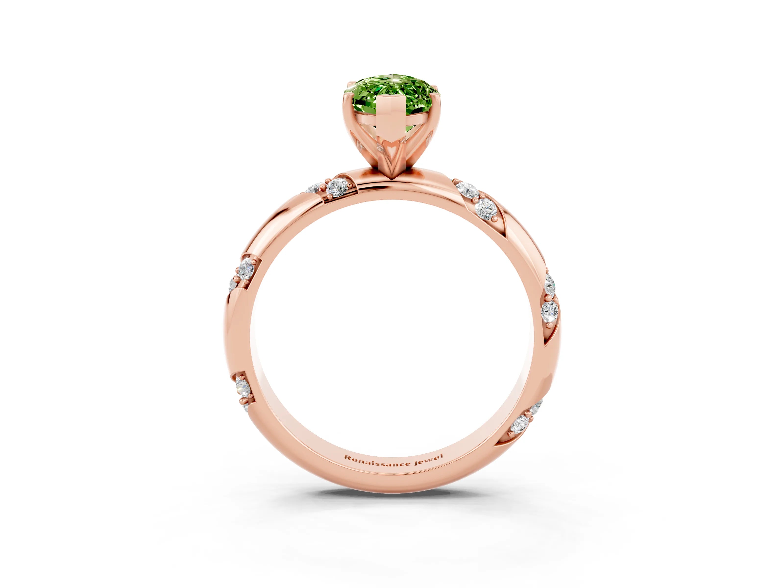 Rose gold Marquise Cut Solitaire Diamond Engagement Ring with Twisted Pave Band and Four-Prong Setting_3