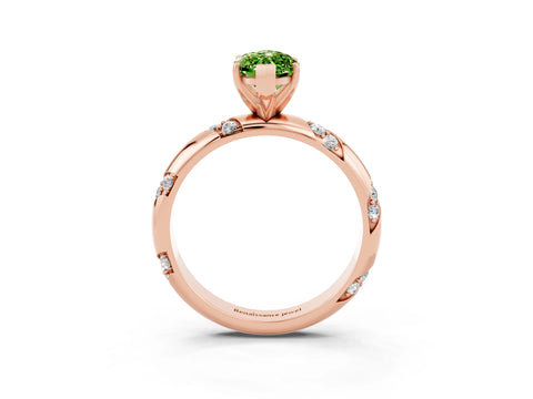 Rose gold Marquise Cut Solitaire Diamond Engagement Ring with Twisted Pave Band and Four-Prong Setting_3