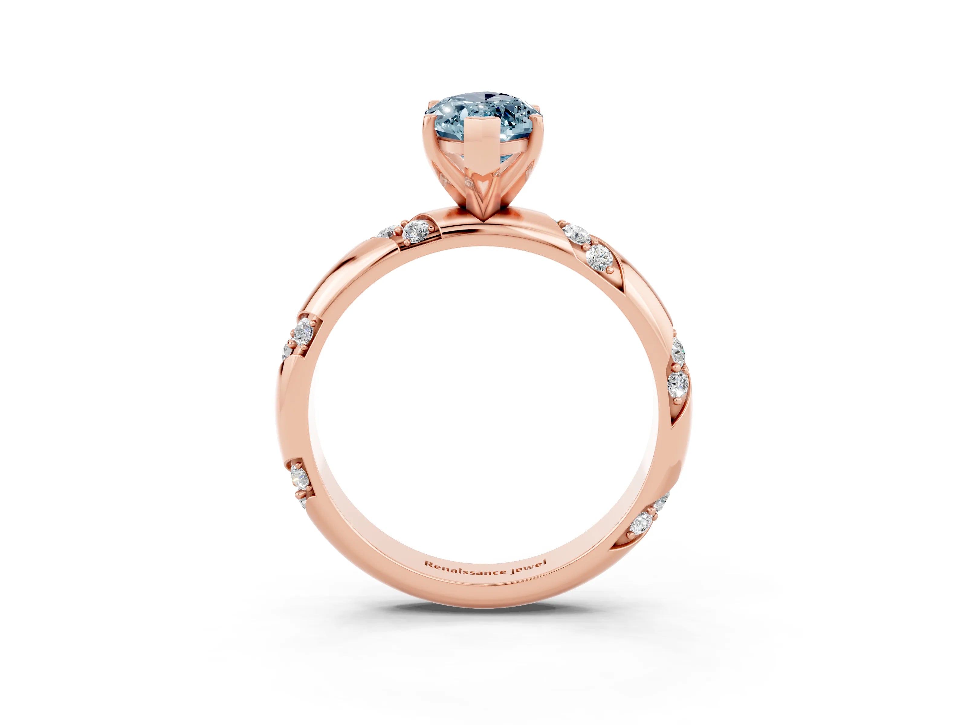 Rose gold Marquise Cut Solitaire Diamond Engagement Ring with Twisted Pave Band and Four-Prong Setting_3