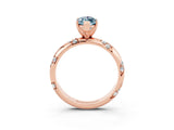 Rose gold Marquise Cut Solitaire Diamond Engagement Ring with Twisted Pave Band and Four-Prong Setting_3