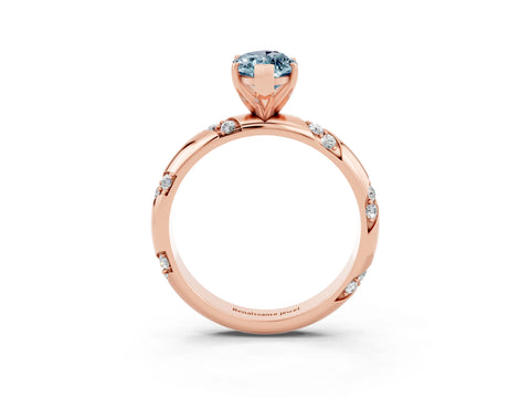 Rose gold Marquise Cut Solitaire Diamond Engagement Ring with Twisted Pave Band and Four-Prong Setting_3