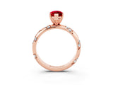 Rose gold Marquise Cut Solitaire Diamond Engagement Ring with Twisted Pave Band and Four-Prong Setting_3