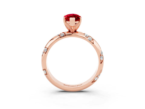 Rose gold Marquise Cut Solitaire Diamond Engagement Ring with Twisted Pave Band and Four-Prong Setting_3