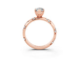 Rose gold Marquise Cut Solitaire Diamond Engagement Ring with Twisted Pave Band and Four-Prong Setting_3
