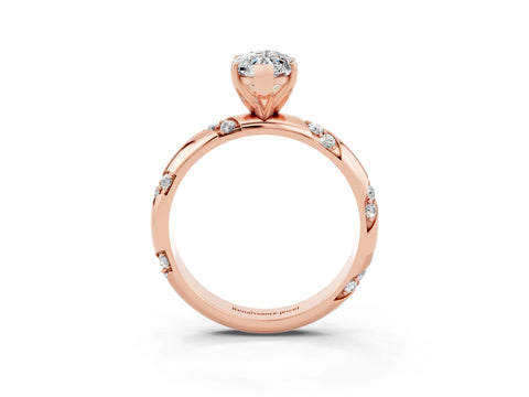 Rose gold Marquise Cut Solitaire Diamond Engagement Ring with Twisted Pave Band and Four-Prong Setting_3
