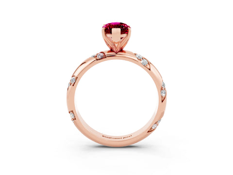 Rose gold Marquise Cut Solitaire Diamond Engagement Ring with Twisted Pave Band and Four-Prong Setting_3