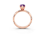 Rose gold Marquise Cut Solitaire Diamond Engagement Ring with Twisted Pave Band and Four-Prong Setting_3