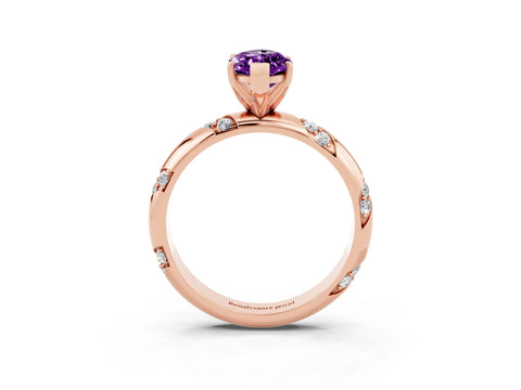 Rose gold Marquise Cut Solitaire Diamond Engagement Ring with Twisted Pave Band and Four-Prong Setting_3