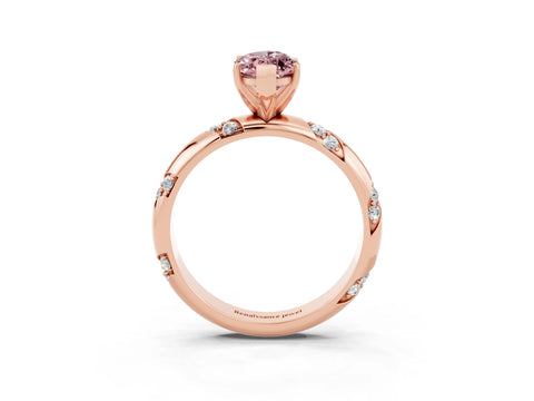 Rose gold Marquise Cut Solitaire Diamond Engagement Ring with Twisted Pave Band and Four-Prong Setting_3