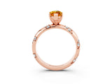 Rose gold Marquise Cut Solitaire Diamond Engagement Ring with Twisted Pave Band and Four-Prong Setting_3