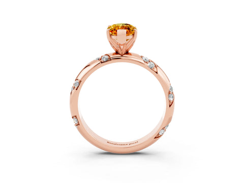 Rose gold Marquise Cut Solitaire Diamond Engagement Ring with Twisted Pave Band and Four-Prong Setting_3