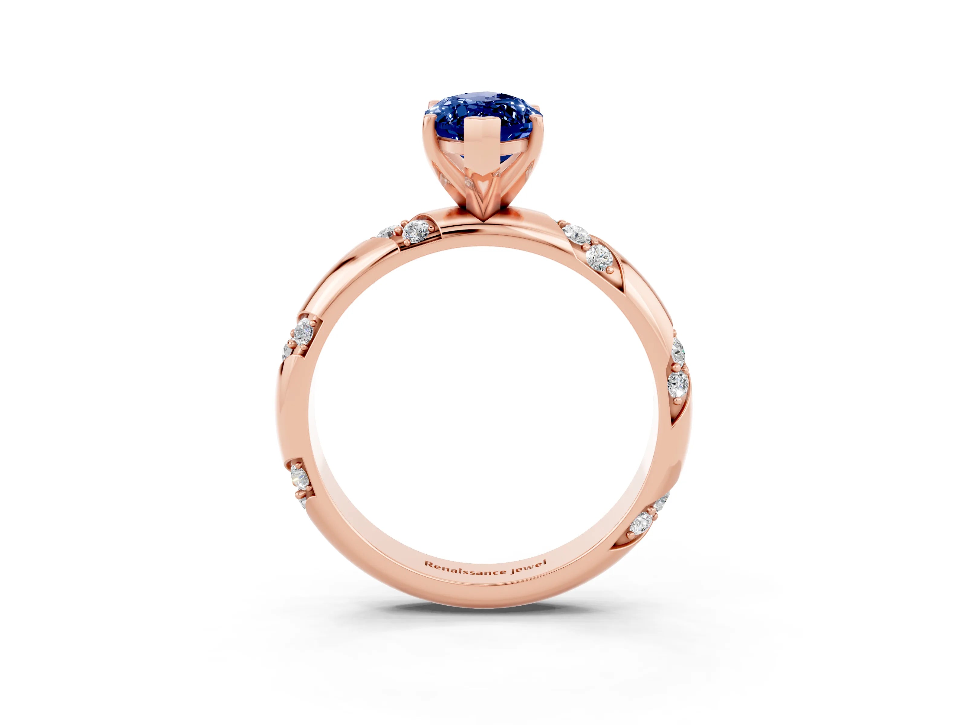 Rose gold Marquise Cut Solitaire Diamond Engagement Ring with Twisted Pave Band and Four-Prong Setting_3