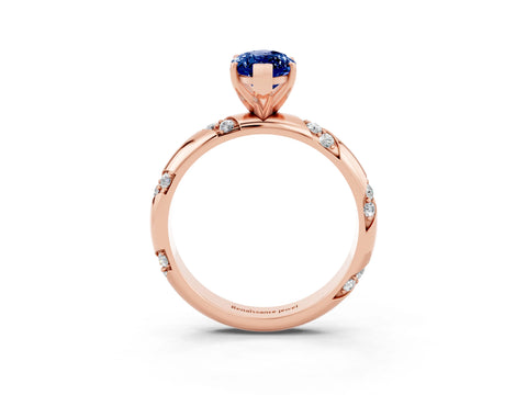 Rose gold Marquise Cut Solitaire Diamond Engagement Ring with Twisted Pave Band and Four-Prong Setting_3