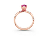 Rose gold Marquise Cut Solitaire Diamond Engagement Ring with Twisted Pave Band and Four-Prong Setting_3