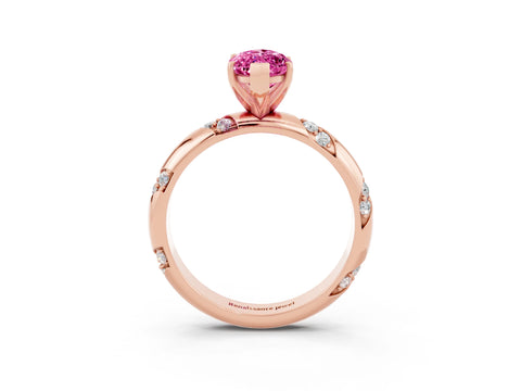 Rose gold Marquise Cut Solitaire Diamond Engagement Ring with Twisted Pave Band and Four-Prong Setting_3