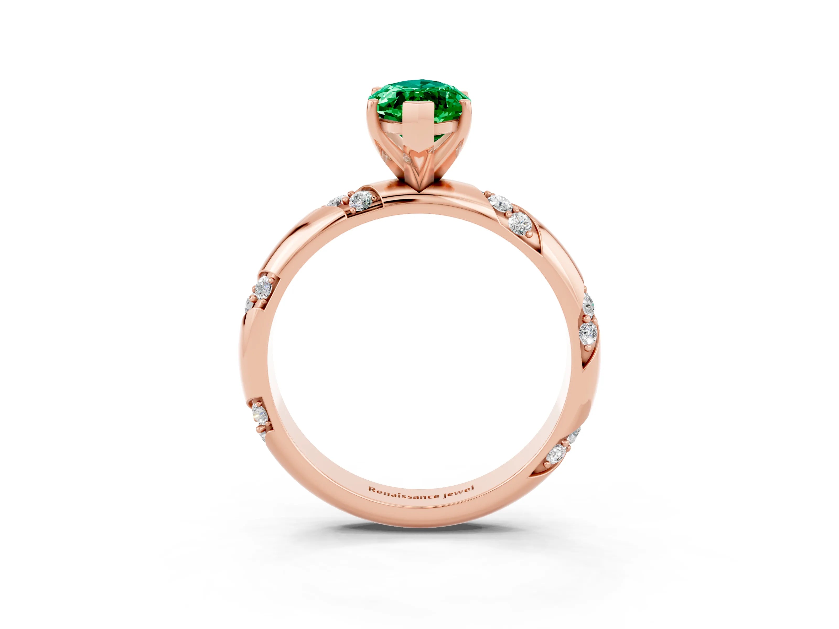 Rose gold Marquise Cut Solitaire Diamond Engagement Ring with Twisted Pave Band and Four-Prong Setting_3
