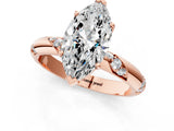 Rose gold Marquise Cut Solitaire Diamond Engagement Ring with Twisted Pave Band and Four-Prong Setting_4