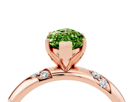 Rose gold Marquise Cut Solitaire Diamond Engagement Ring with Twisted Pave Band and Four-Prong Setting_4