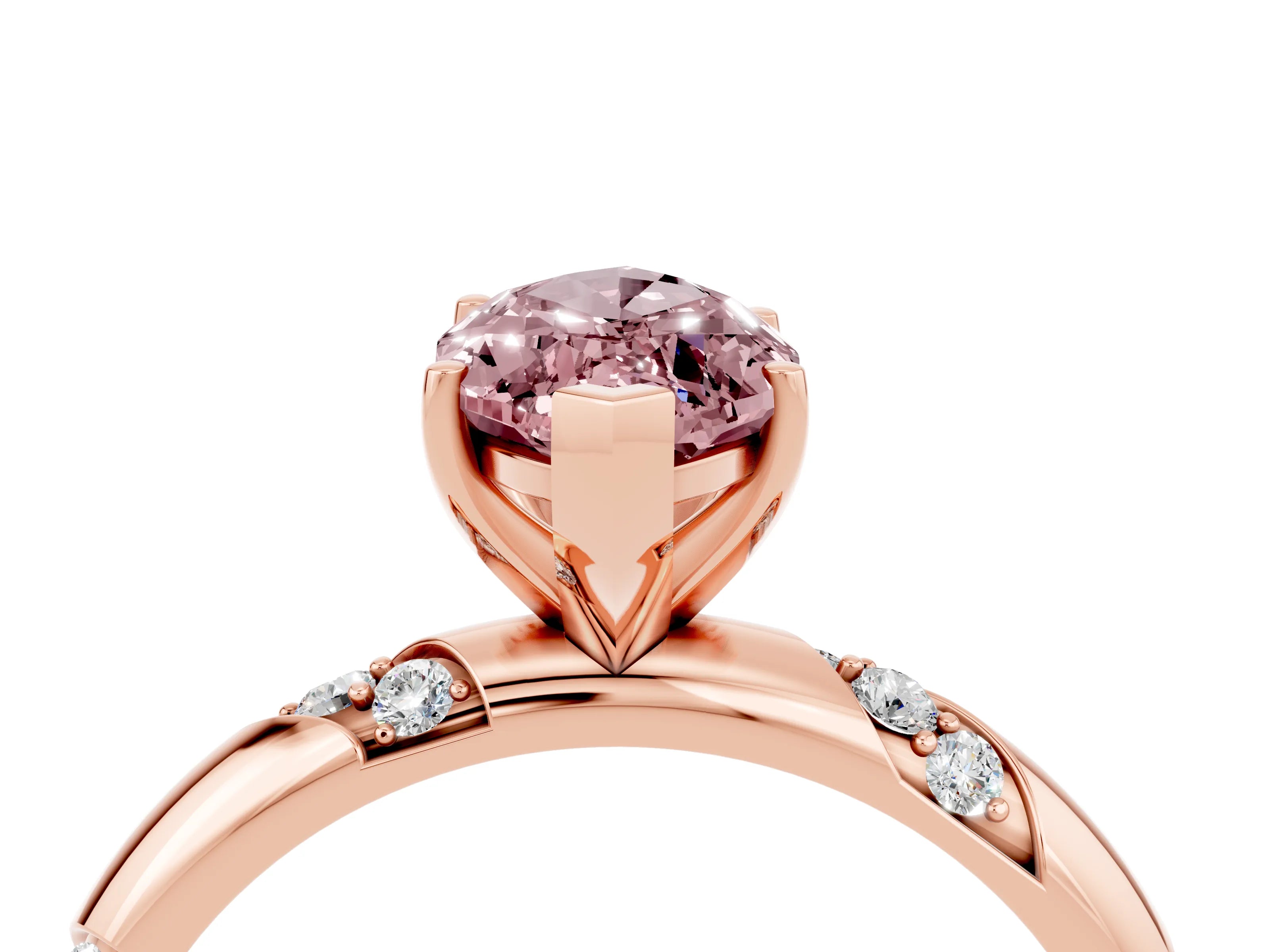 Rose gold Marquise Cut Solitaire Diamond Engagement Ring with Twisted Pave Band and Four-Prong Setting_4