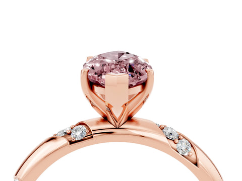 Rose gold Marquise Cut Solitaire Diamond Engagement Ring with Twisted Pave Band and Four-Prong Setting_4