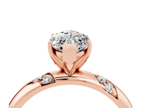 Rose gold Marquise Cut Solitaire Diamond Engagement Ring with Twisted Pave Band and Four-Prong Setting_4