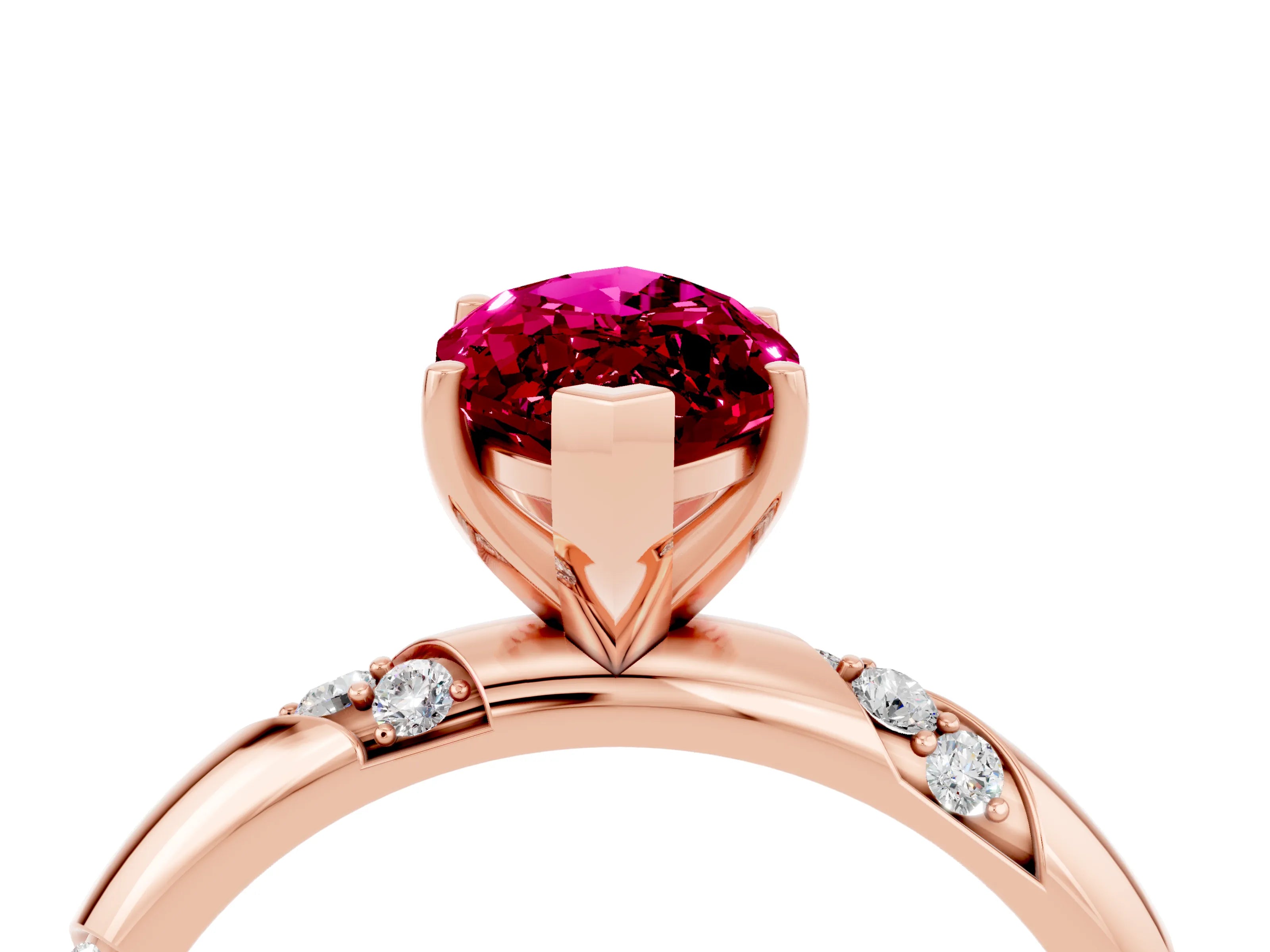 Rose gold Marquise Cut Solitaire Diamond Engagement Ring with Twisted Pave Band and Four-Prong Setting_4