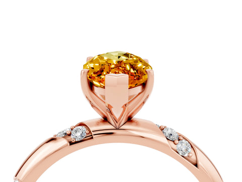 Rose gold Marquise Cut Solitaire Diamond Engagement Ring with Twisted Pave Band and Four-Prong Setting_4