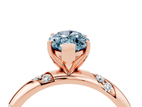 Rose gold Marquise Cut Solitaire Diamond Engagement Ring with Twisted Pave Band and Four-Prong Setting_4