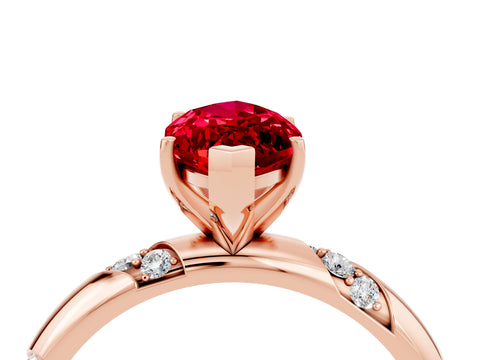 Rose gold Marquise Cut Solitaire Diamond Engagement Ring with Twisted Pave Band and Four-Prong Setting_4