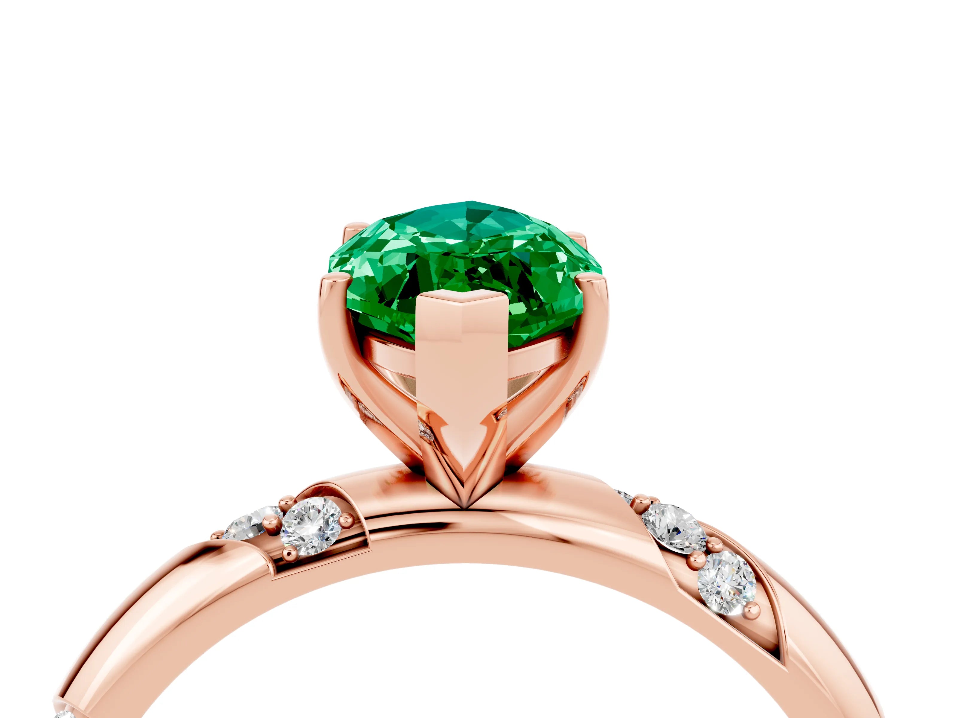Rose gold Marquise Cut Solitaire Diamond Engagement Ring with Twisted Pave Band and Four-Prong Setting_4