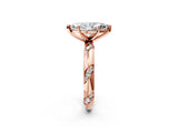Rose gold Marquise Cut Solitaire Diamond Engagement Ring with Twisted Pave Band and Four-Prong Setting_5